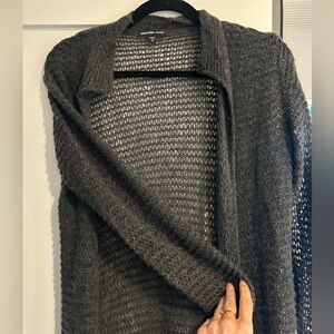 James Perse Charcoal Cashmere Open-Knit Cardigan